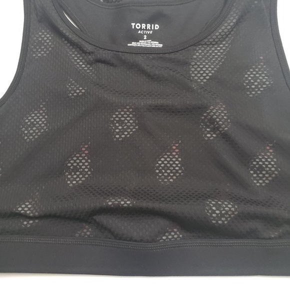 Torrid Black Skull Flames Sports Bra Size XXL Mesh - Picture 4 of 14